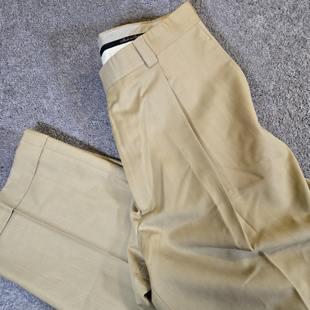 Zignone Light‎ Khaki Mens Italian Dress Pants Size 36 Pleated 100% New Wool